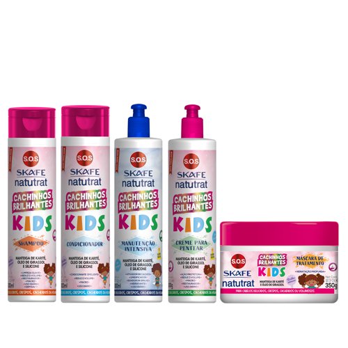 Maintenance pack Skafe Natutrat Kids Shine Little Curls niños 5 products