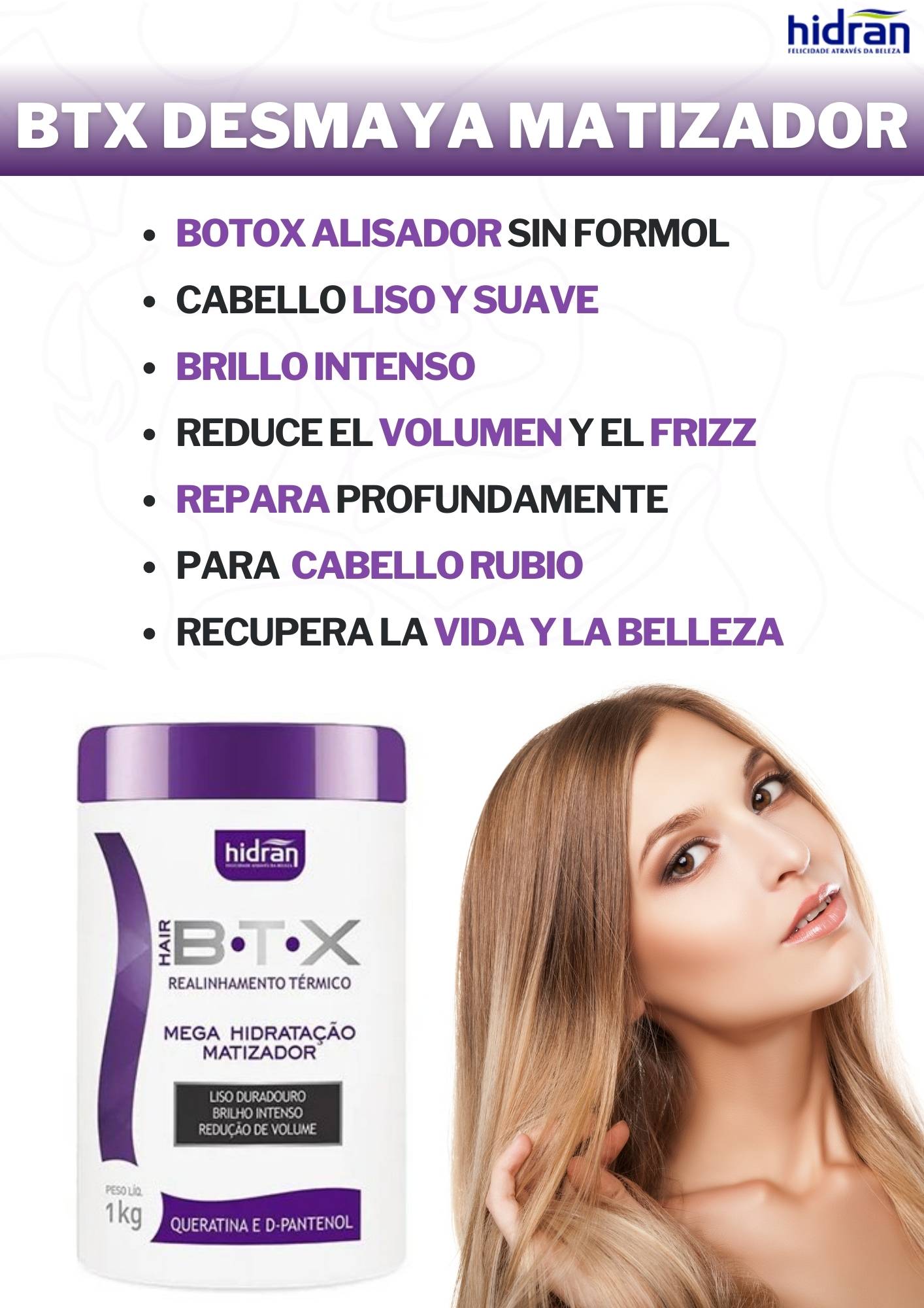 Botox capilar Hidran BTX Desmaya Cabello Keratina