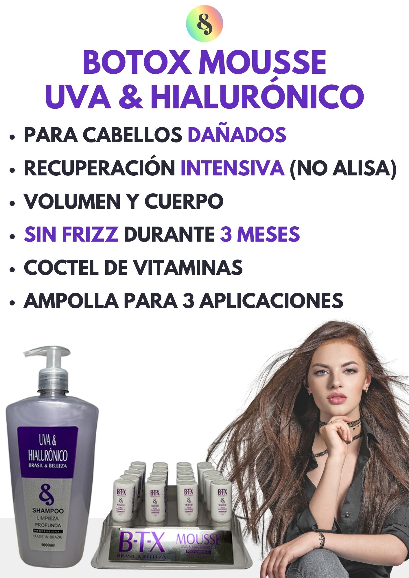 Kit Botox Capilar B&B Uva y Hialurónico BTX Mousse 20x15ml