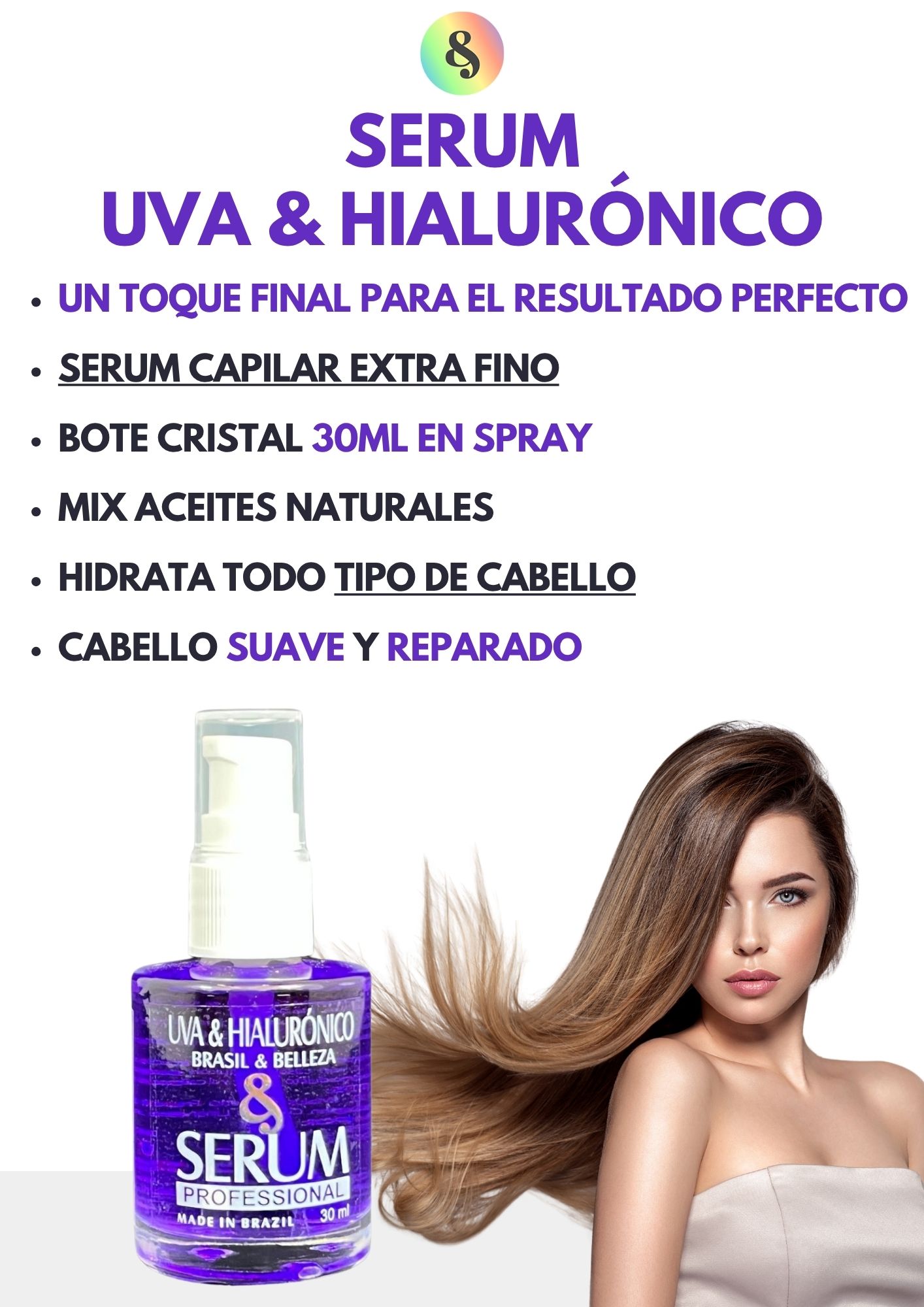 Serum B&B Uva y Hialurónico Finalizador de Brillo 30ml