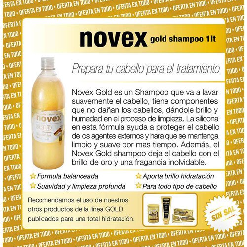 Champú Novex Gold Light limpieza y brillo sin sal 1L