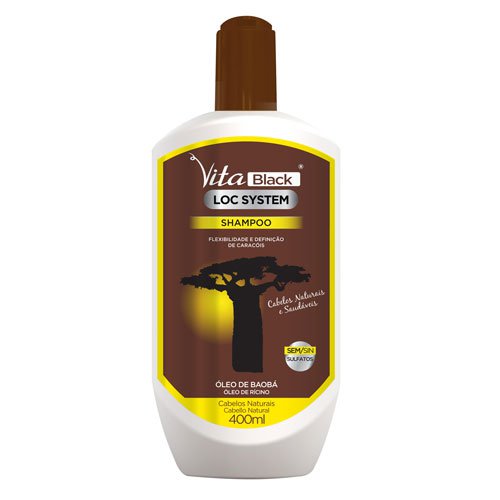 Champú VitaBlack Loc System baobab y ricino sin sal y sin sulfato 400ml