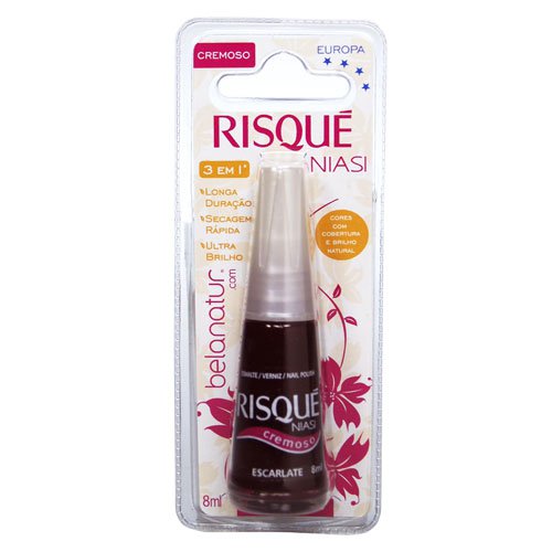 Esmalte de uñas Risqué Escarlate rojo cremoso 8ml