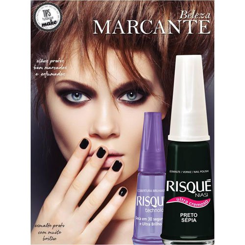 Esmalte de uñas Risqué Preto Sepia negro ultracremoso 8ml