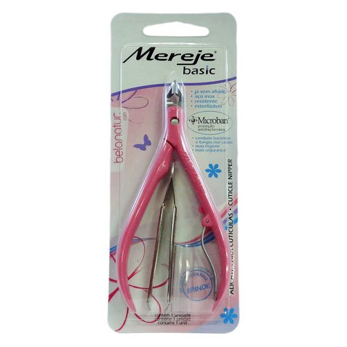 Pink cuticle nipper with tweezers Mereje accessory for manicure