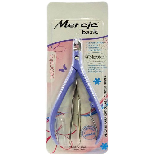 Lilac cuticle nipper with tweezers Mereje accessory for manicure