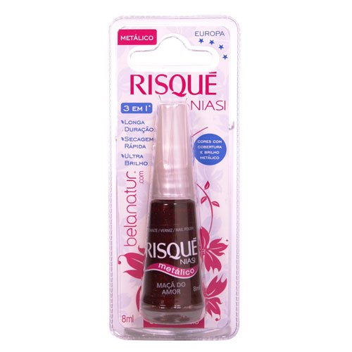 Esmalte de uñas Risqué Maçã do Amor rojo metalizado 8ml