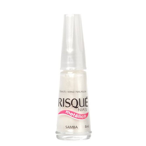 Nail polish Risqué Samba white metallic 8ml