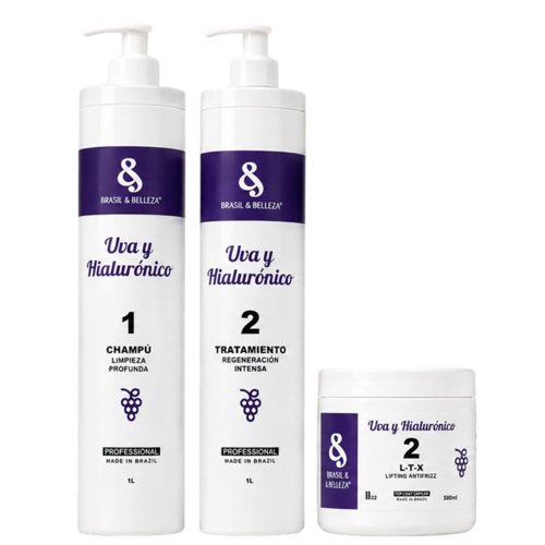Kit Alisado y Lifting LTX Antifrizz B&B Uva y Hialurónico 3 productos