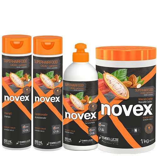 Maintenance pack Novex SuperHairFood Cocoa and Almonds vegan 4 products