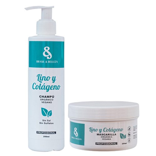 Kit Mantenimiento B&B Lino y Colágeno Home Care sin sal sin sulfatos 2x250ml