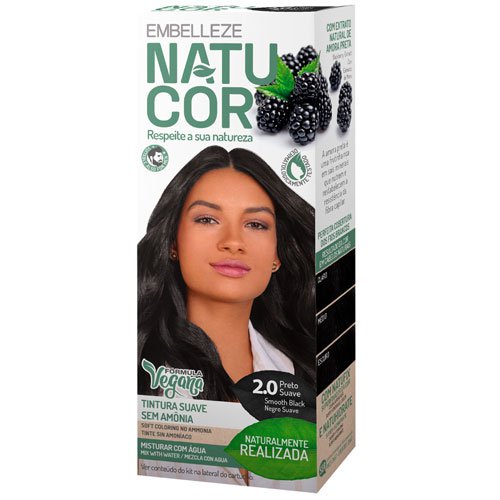 Kit ammonia-free dye Embelleze Natucor vegan 2.0 Smooth Black 40ml