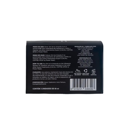 Kit Ampolla Export Cacau Extra Brillo H Ácido Hialurónico 3x60ml