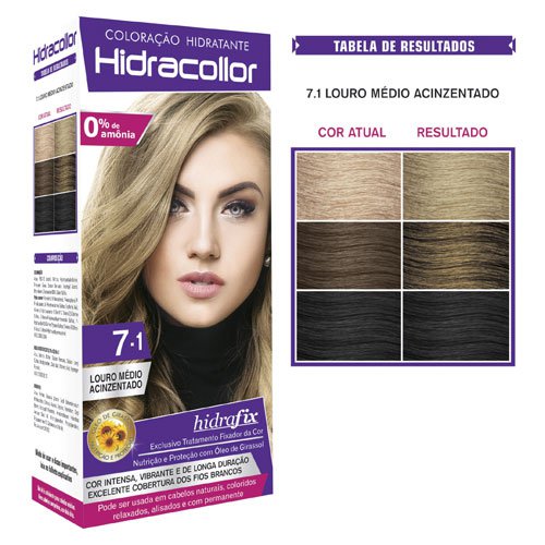 Kit Ammonia-free Dye Hidracollor 7.1 Ash Blonde 100ml  