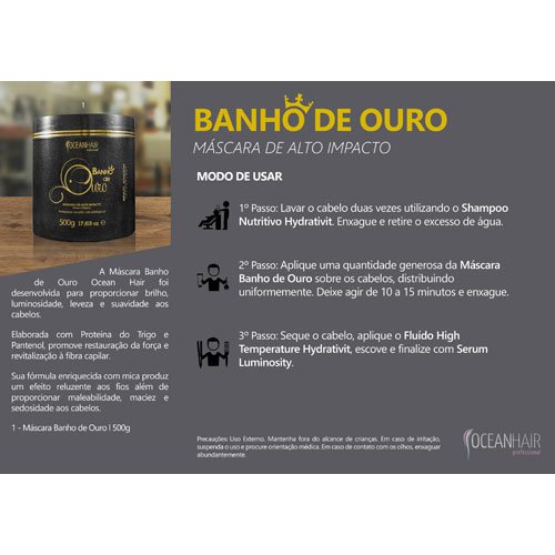 Mascarilla Profesional Ocean Hair Baño de Oro 500g