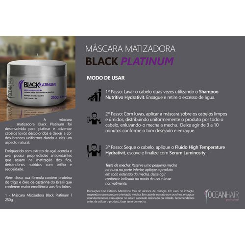 Mascarilla Matizadora Ocean Hair Black Platinum Pro 500g