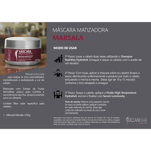 Mascarilla Matizadora Ocean Hair Marsala Rojo 250g