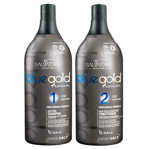 Brazilian straightening kit Salvatore Cosmetics Blue Gold Taninoplasty 2x1L