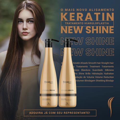 Kit Alisado Ocean Hair New Shine Keratin Ácido Hialurónico 2x1L