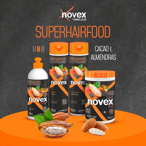 Maintenance pack Novex SuperHairFood Cocoa and Almonds vegan 4 products