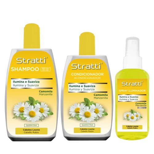Pack Mantenimiento Stratti Camomila & Keratina con Filtro Solar UV 4 productos