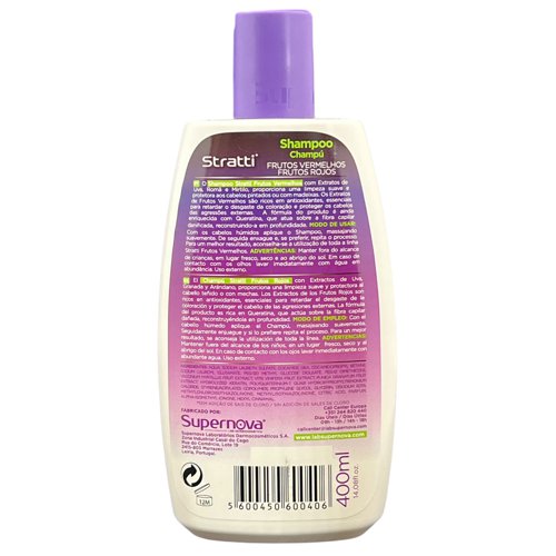 Champú Stratti Frutos Rojos con Keratina sin sal 400ml