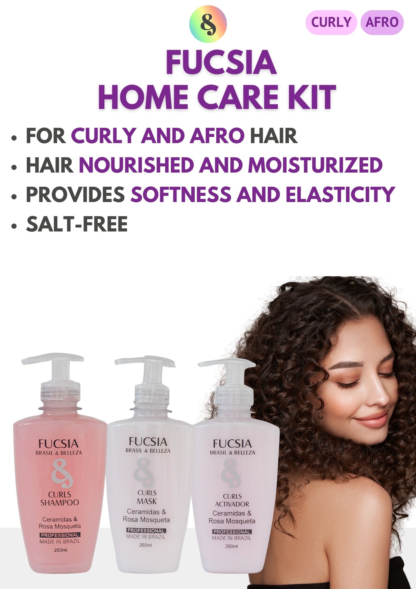 B&B Fucsia Ceramidas y Rosa Mosqueta Curly Low Poo