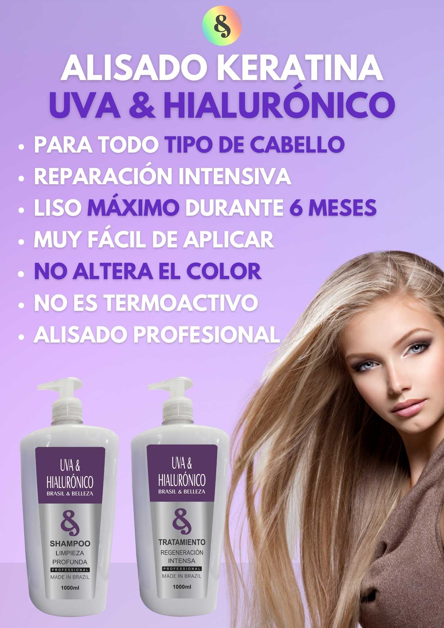 Kit Alisado de Keratina B&B Uva y Hialurónico 2x1L