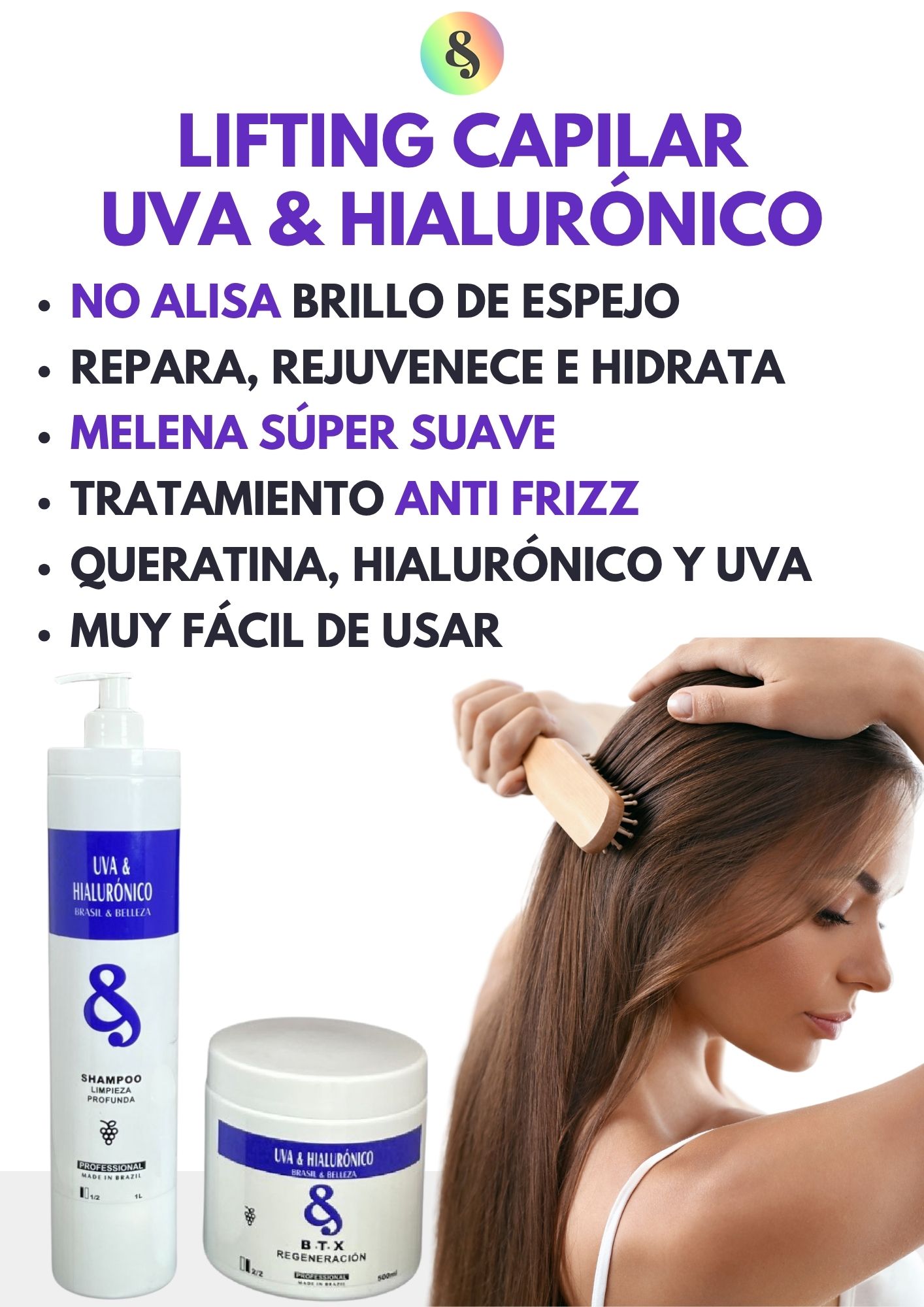 Kit Alisado de Keratina B&B Uva y Hialurónico 2x1L