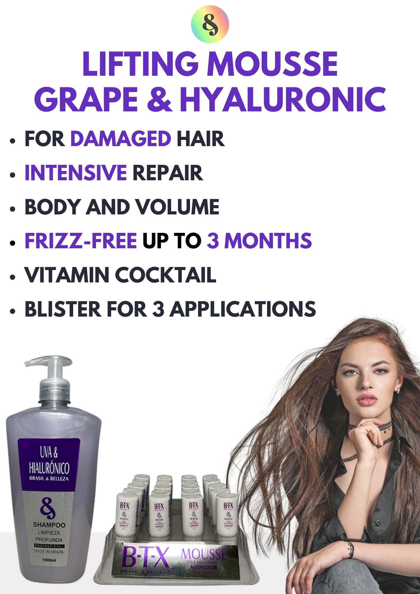 B&B Hair Lifting Kit Grape and Hyaluronic BTX Mousse 20x15ml