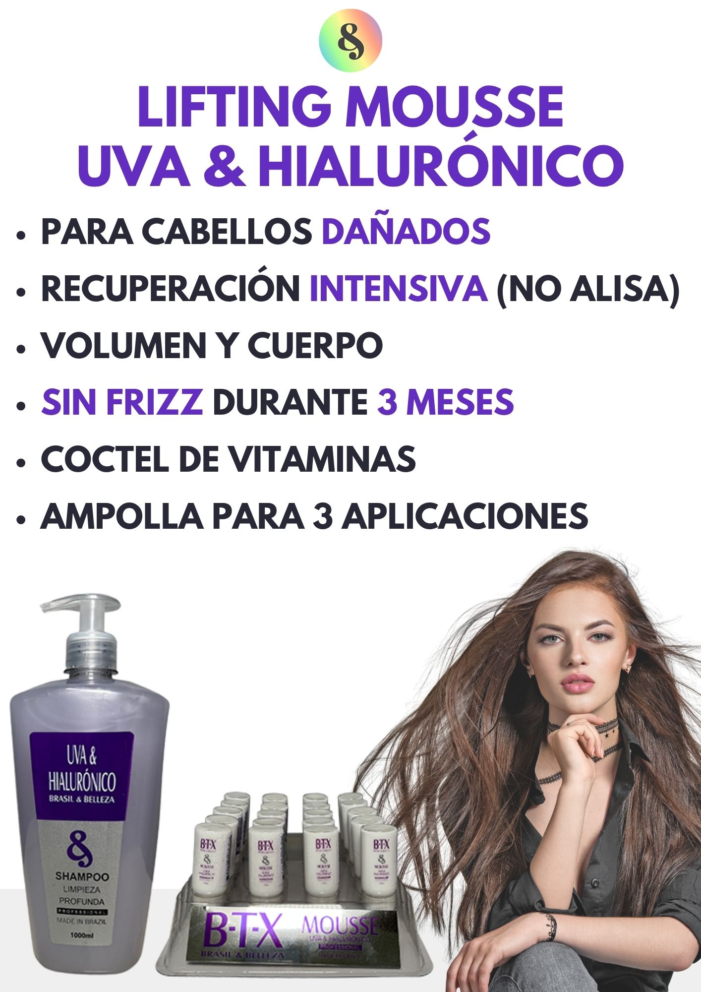 Kit Lifting Capilar B&B Uva y Hialurónico BTX Mousse 20x15ml