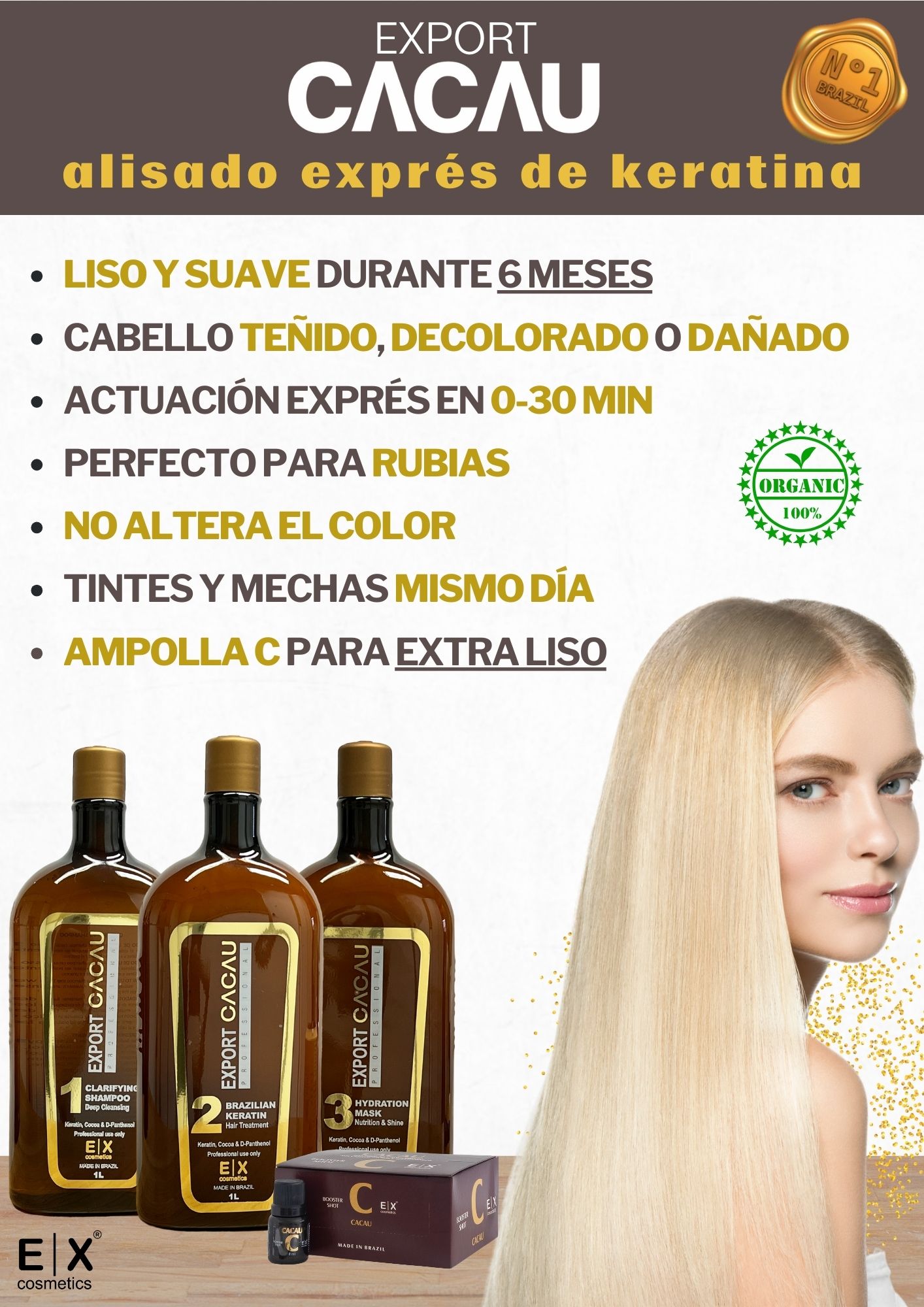 Kit Alisado de Keratina Export Cacau 3x1L