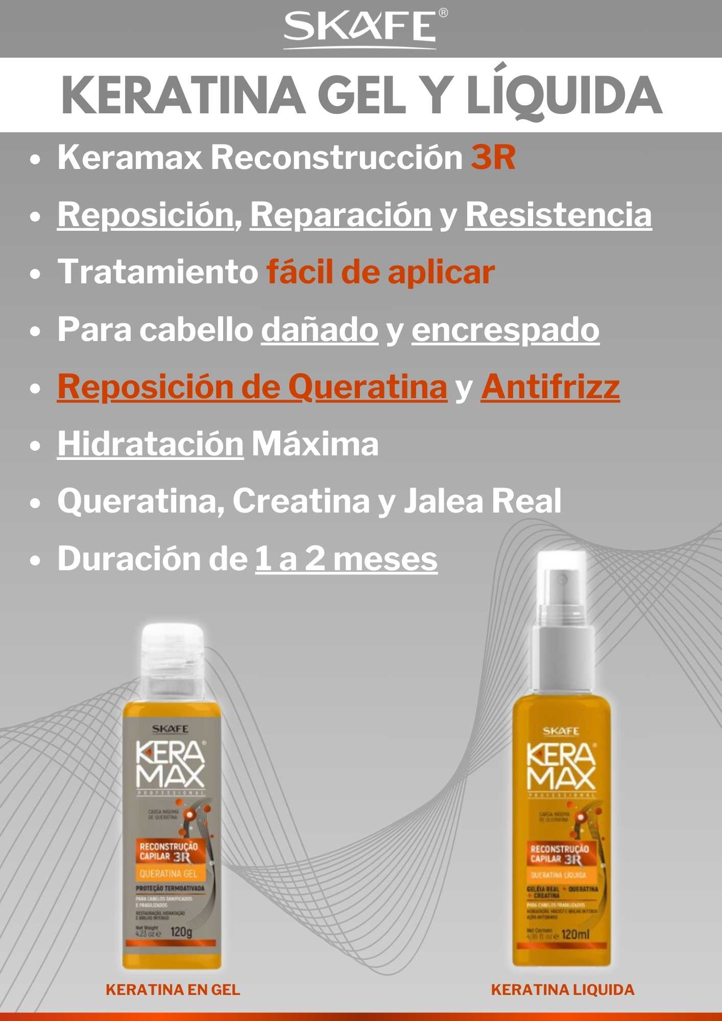 Queratina gel Skafe Keramax Reconstrucción Max Keratin